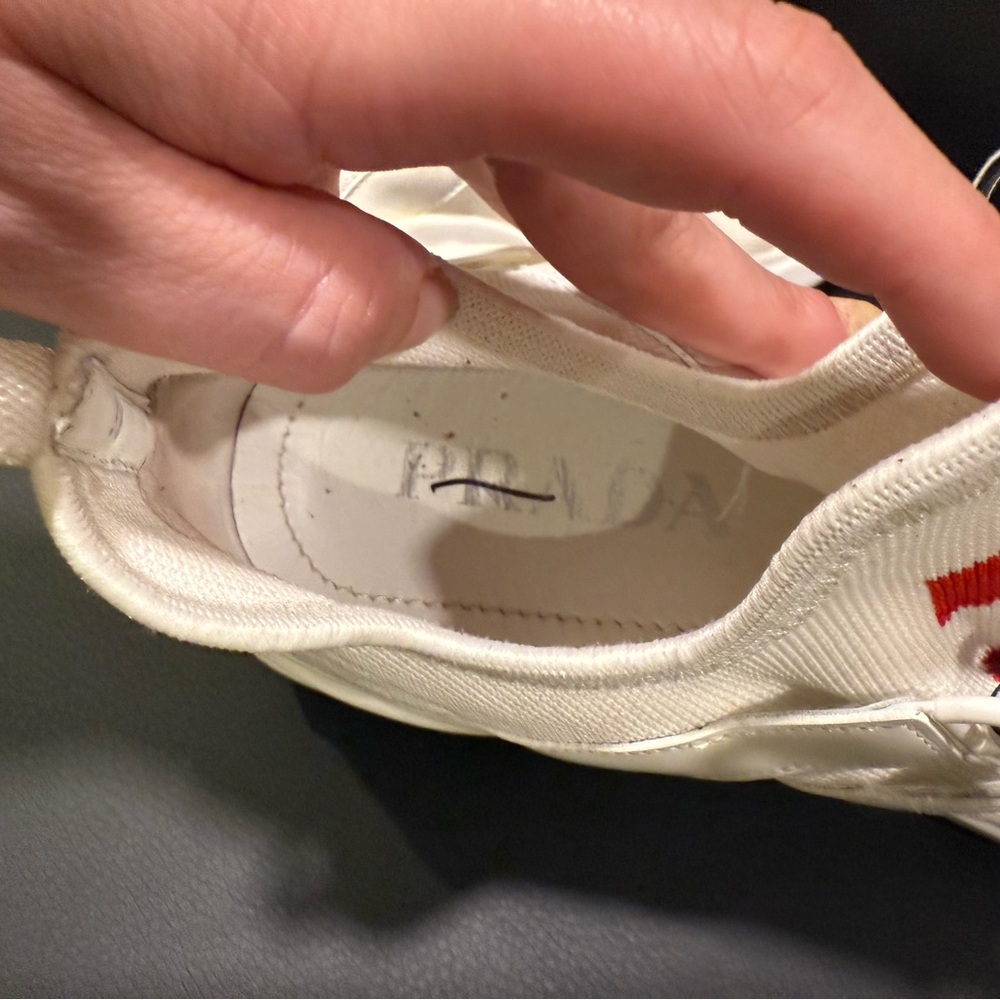 Authentic Prada Knit Sneakers with Red logo - Picture 9 of 11
